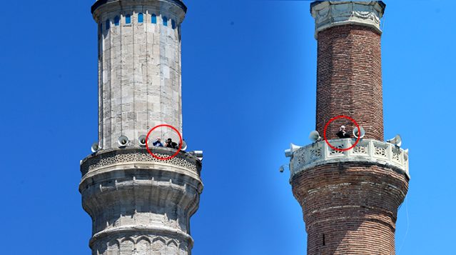 Ayasofya'nın 4 minaresinde 4 müezzin birlikte ezan okudu!